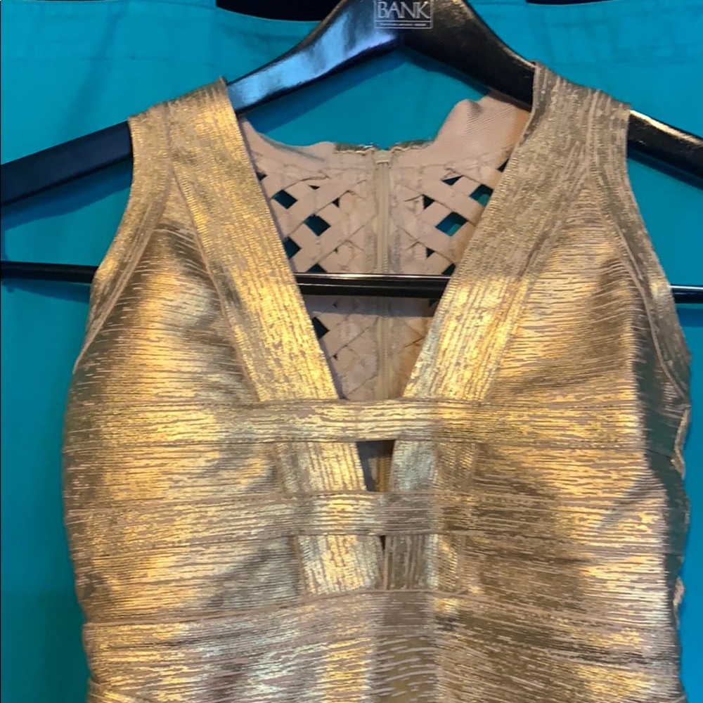 Metallic gold bandage dress